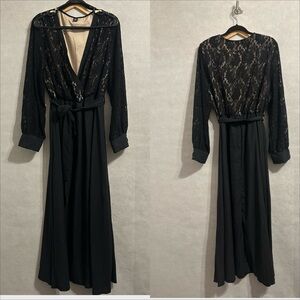 Elegant Black and tan Lace Maxi Dress size 3X curvy plus New